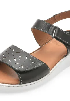 Sandale GOTSI negre, EV4022, din piele naturala imagine