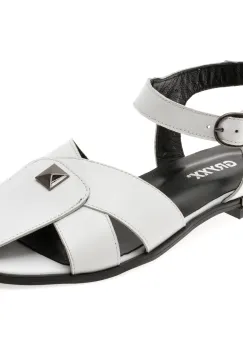 Sandale GRYXX albe, 6400015, din piele naturala imagine