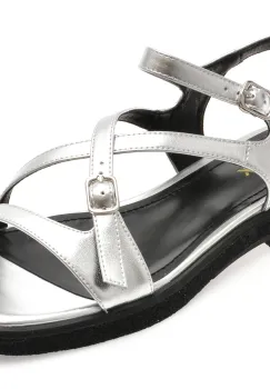 Sandale GRYXX argintii, A129, din piele naturala imagine
