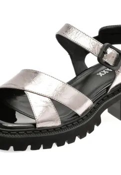 Sandale GRYXX argintii, H55, din piele naturala imagine