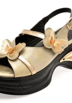 Sandale GRYXX aurii, 4352813, din piele naturala imagine