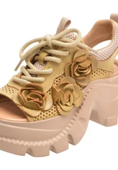 Sandale GRYXX galbene, 56288, din material textil si piele naturala imagine