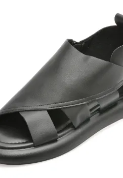 Sandale GRYXX negre, V931C28, din piele naturala imagine