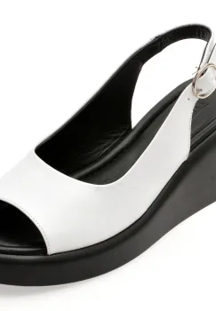 Sandale IMAGE albe, 22054, din piele naturala imagine