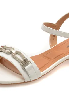 Sandale IMAGE albe, 250602, din piele naturala imagine