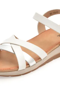 Sandale IMAGE albe, 70423, din piele naturala imagine