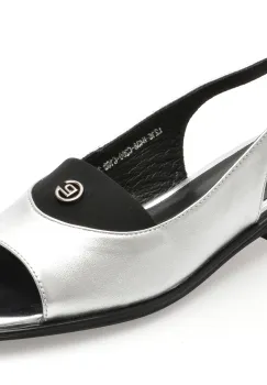 Sandale IMAGE argintii, L216, din piele naturala imagine