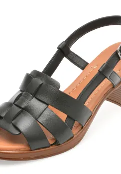 Sandale IMAGE negre, 13117, din piele naturala imagine