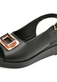 Sandale IMAGE negre, 617K272, din piele naturala imagine