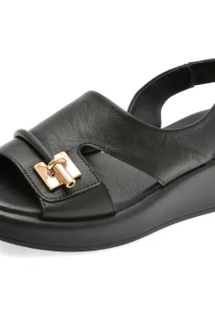 Sandale IMAGE negre, 901960, din piele naturala imagine