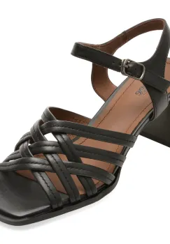 Sandale IMAGE negre, A515, din piele naturala imagine