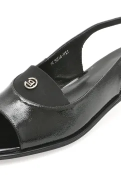 Sandale IMAGE negre, L216, din piele naturala imagine