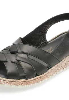 Sandale KELIK negre, EV4001, din piele naturala imagine