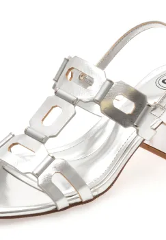 Sandale LAURA BIAGIOTTI argintii, 9043, din piele ecologica imagine