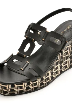 Sandale LAURA BIAGIOTTI negre, 9104, din piele ecologica imagine