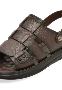 Sandale OTTER maro, D6202, din piele naturala imagine