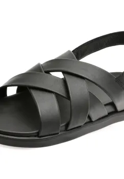 Sandale OTTER negre, 19555, din piele naturala imagine
