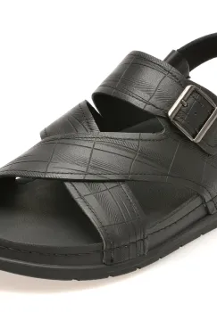 Sandale OTTER negre, 25098, din piele naturala imagine