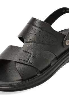 Sandale OTTER negre, 25286, din piele naturala imagine