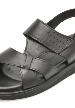 Sandale OTTER negre, 3050, din piele naturala imagine