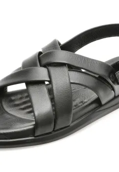 Sandale OTTER negre, AL2402, din piele naturala imagine