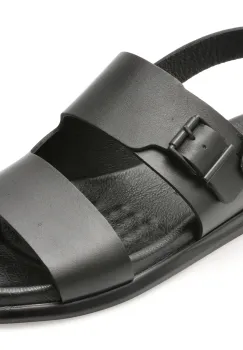Sandale OTTER negre, AL420, din piele naturala imagine