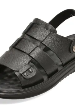 Sandale OTTER negre, D6202, din piele naturala imagine