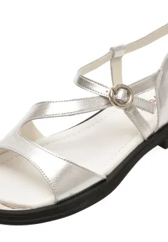 Sandale PASS COLLECTION argintii, WC60003, din piele naturala imagine