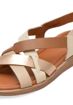 Sandale PASS COLLECTION bej, KL60022, din piele naturala imagine