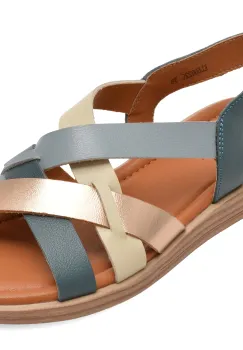 Sandale PASS COLLECTION bleumarin, KL60022, din piele naturala imagine