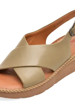 Sandale PASS COLLECTION kaki, KL60020, din piele naturala imagine