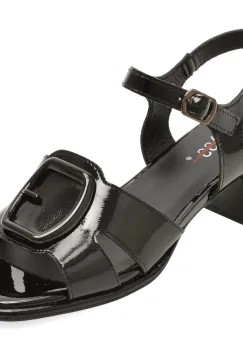 Sandale PASS COLLECTION negre, W160032, din piele naturala lacuita imagine
