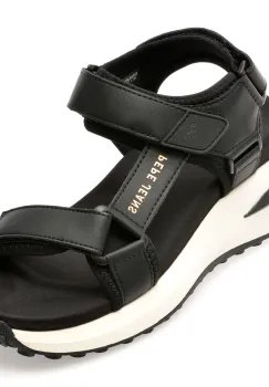 Sandale PEPE JEANS negre, WINSLOVE ACTION, din piele naturala imagine