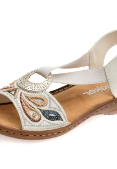 Sandale RIEKER albe, 608B4, din piele ecologica imagine