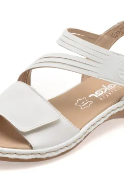 Sandale RIEKER albe, 65964, din piele naturala imagine