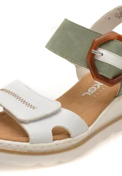 Sandale RIEKER albe, 67476, din piele ecologica imagine