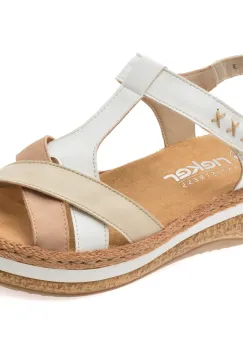 Sandale RIEKER albe, V0919, din piele ecologica imagine