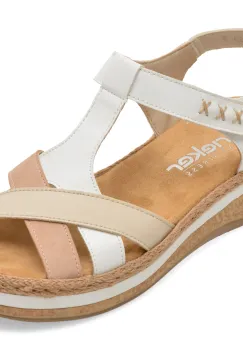 Sandale RIEKER albe, V0919, din piele ecologica imagine