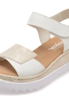 Sandale RIEKER albe, V4476, din piele ecologica imagine