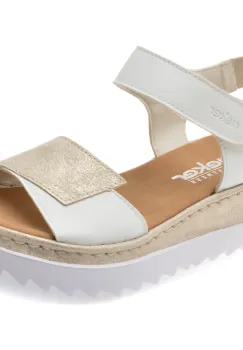 Sandale RIEKER albe, V4476, din piele ecologica imagine