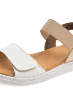 Sandale RIEKER albe, V9161, din piele naturala imagine