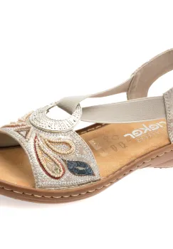 Sandale RIEKER argintii, 608B4, din piele ecologica imagine