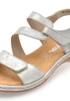 Sandale RIEKER argintii, 659C7, din piele naturala imagine
