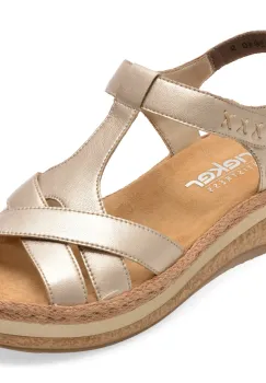 Sandale RIEKER aurii, V0919, din piele naturala imagine