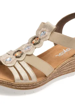 Sandale RIEKER bej, 619B2, din piele ecologica imagine