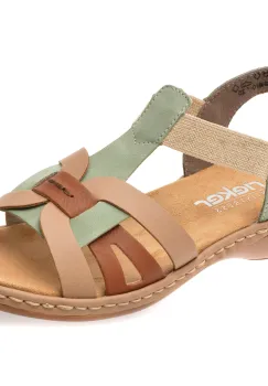 Sandale RIEKER bej, 65918, din piele ecologica imagine