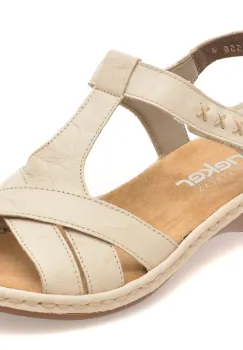 Sandale RIEKER bej, 65919, din piele naturala imagine
