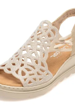 Sandale RIEKER bej, 67465, din piele ecologica imagine