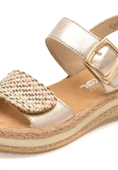 Sandale RIEKER bej, V0951, din piele naturala imagine