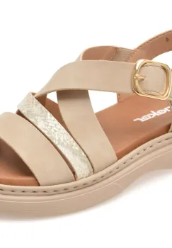 Sandale RIEKER bej, V3063, din piele ecologica imagine